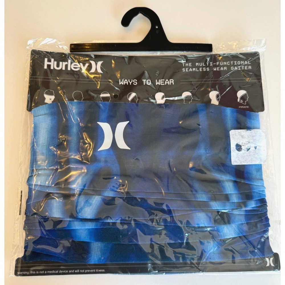 NEW Hurley Multi-Functional Seamless Wear Gaiter Light & Dark Blue